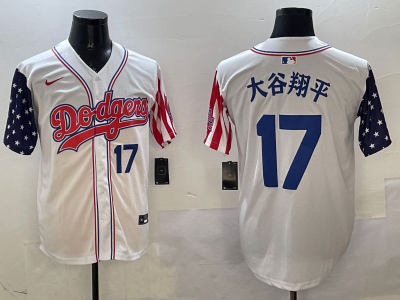Men Los Angeles Dodgers 17 Ohtani White a generation of national flags Joint name 2025 Nike MLB Jersey style 7